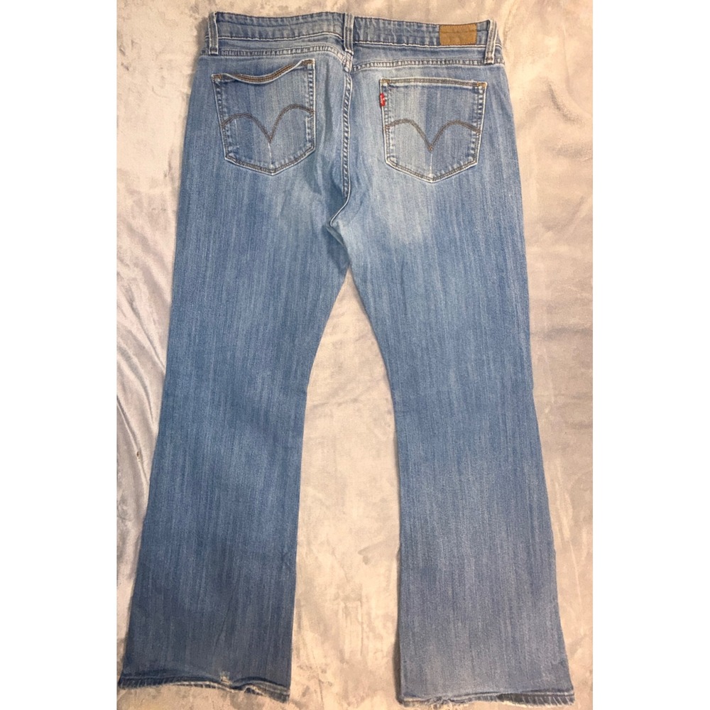 Levis Vintage‎ Flare 572 Jeans Womens 14M Light Wash Blue Distressed Mid Rise - Picture 8 of 11